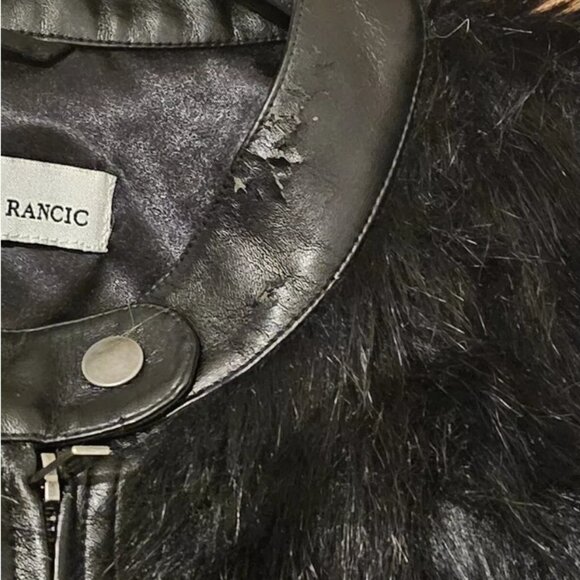 G by Giuliana Rancic 1X Zippered Black Faux Fox Fur and Faux Leather Moto Jacket - Picture 6 of 8